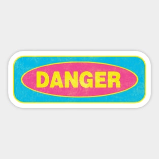 Danger - blue & yellow on pink Sticker